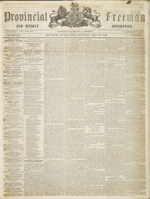 Provincial Freeman (Toronto and Chatham, ON), 10 May 1856