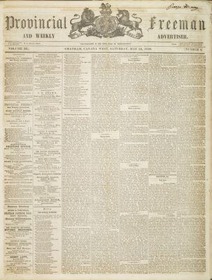 Provincial Freeman (Toronto and Chatham, ON), 24 May 1856