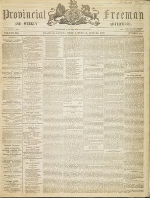 Provincial Freeman (Toronto and Chatham, ON), 21 Jun 1856