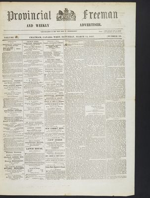 Provincial Freeman (Toronto and Chatham, ON), 14 Mar 1857