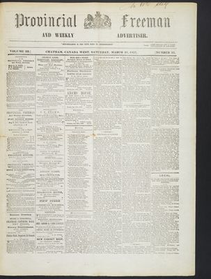 Provincial Freeman (Toronto and Chatham, ON), 28 Mar 1857