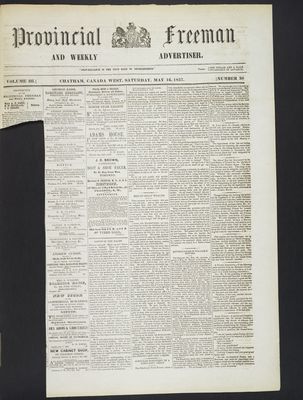 Provincial Freeman (Toronto and Chatham, ON), 16 May 1857