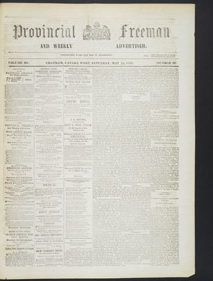 Provincial Freeman (Toronto and Chatham, ON), 30 May 1857