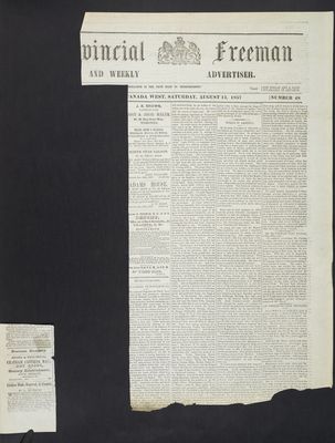 Provincial Freeman (Toronto and Chatham, ON), 15 Aug 1857