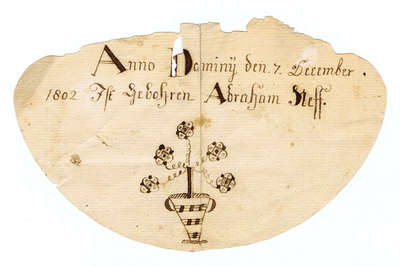 Fraktur Mennonite Birth Certificate- Abraham Neff, 1802