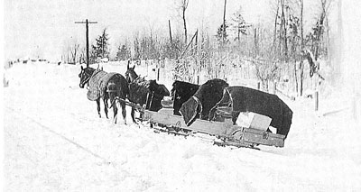 Rosseau Road Station with team of horses & stage - RI0006