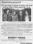Announcement of new ownership of the Rosseau Garage - RI0013
