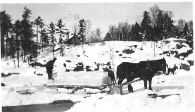 Ice Harvesting off Beley (Ferncliffe) Point 1930s - RI0043