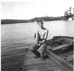 Swift, Jim with fish at Rosseau Dock - 1950's - RP0402