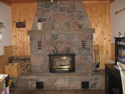 Stonemasonry - #403 Turtle Lake Road, Rosseau - Dan & Darlene Fraser's fireplace - RI0176