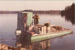 Stonemasonry - left to right - Murray Taylor & George Clifford on scow - Tobin`s Island, Lake Rosseau - RI0186