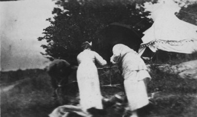 Nurses near tent at Fettercairn