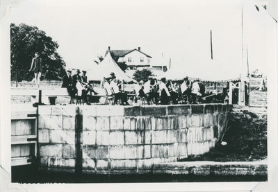 Band playing Newboro Lock Station probably for a regatta