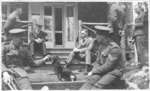 Soldiers playing with dog