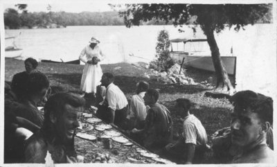 Soldiers picnicking near Fettercairn