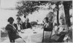 Staff eating outside at Fettercairn