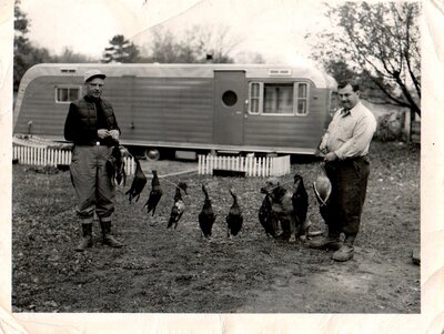 Jim Alford with ducks and unknown