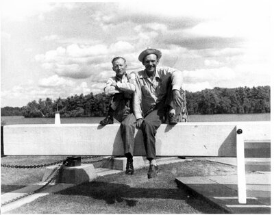 Edgar Warren and ? Knapp at Newboro Locks c.1950