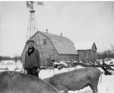 Otis Jones at his farm near Daytown c.1935