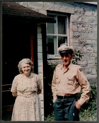 Bill McIntyre and wife Adelaide Fraser McIntyre at Chaffey's Lockmaster's House c.1965