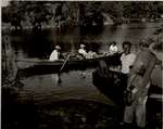Gerald Stedman and George Curry  fishing near the Elbow with fishing party c.1950