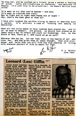 An Unforgettable Character (Joyce Doyle) - Leonard (Len) Giffin page 2  and Leonard obit