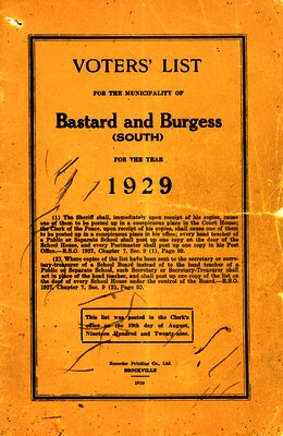 Voters List Bastard and Burgess 1929