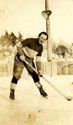 Frank Chisholm playing hockey in Delta