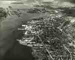 Aerial view of Sault Ste. Marie and the American and Canadian locks in September, 1962