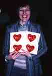 Roberta Bondar holding cards