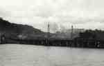 Commercial dock at Michipicoten as seen from coal dock.  Oossibly upgrading of sinter loading and stockpiling facilities  1939  (photo: b&w)