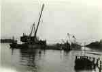 Dredges and one crip floating; building coal dock, Michipicoten Harbour  Summer, 1929  (photo: b&w)