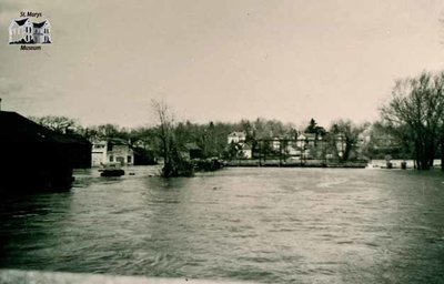 Flooding of Trout Creek and Water Street Bridge, April 1947