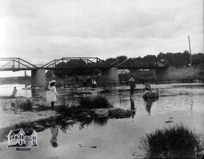 Children Wading Near Park Street Bridge