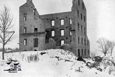 Ruins of Carter's Oatmeal Mill, Burned 1904