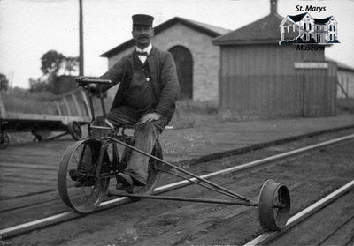 Robert Blundell on a Railway Velocipede