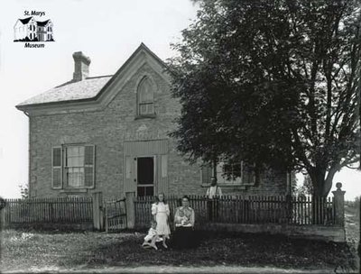 Family with Brick House in the Countryside, c. 1902-1906