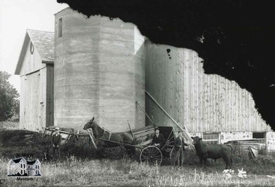 Two Men and a Boy In Front of a Barn, c. 1902-1906