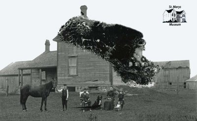 Farm Family with House and Barns, c. 1902-1906