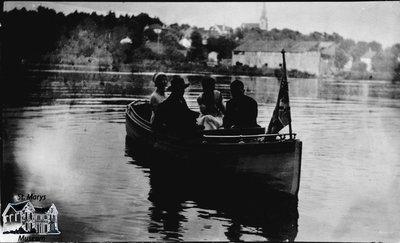 Four People in Rowboat Above the Dam, St. Marys