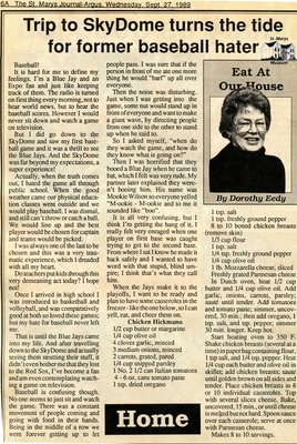 &quot;Trip to SkyDome turns the tide for former baseball hater&quot;, Eat at Our House, 27 September 1989