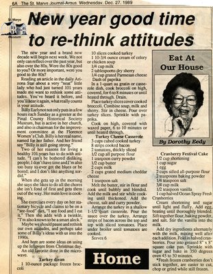 &quot;New year good time to re-think attitudes&quot;, Eat at Our House, 27 December 1989