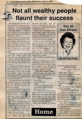 &quot;Not all wealthy people flaunt their success&quot;, Eat at Our House, 21 February 1990