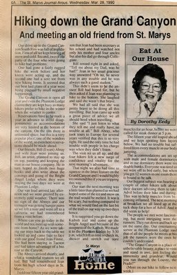 &quot;Hiking down the Grand Canyon - And meeting an old friend from St. Marys&quot;, Eat at Our House, 28 March 1990