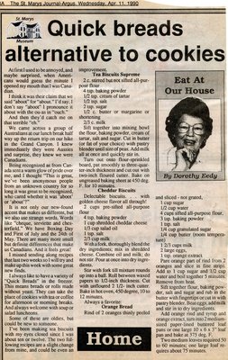 &quot;Quick breads alternative to cookies&quot;, Eat at Our House, 11 April 1990