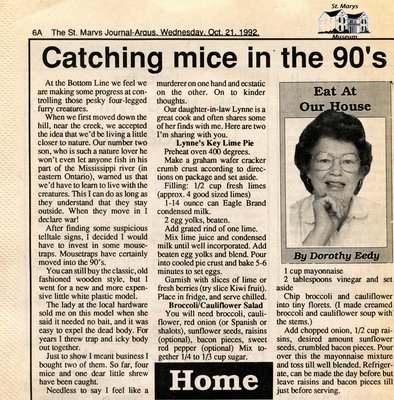 &quot;Catching mice in the 90's&quot;, Eat at Our House, 12 October 1992