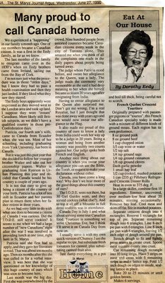 &quot;Many proud to call Canada home&quot;, Eat at Our House, 27 June 1990