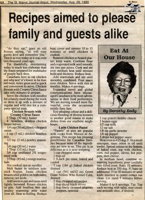 &quot;Recipes aimed to please family and guests alike&quot;, Eat at Our House, 29 August 1990