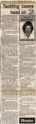 &quot;Tackling 'coons head on&quot;, Eat at Our House, 19 September 1990