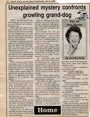 &quot;Unexplained mystery confronts growling grand-dog&quot;, Eat at Our House, 8 January 1992